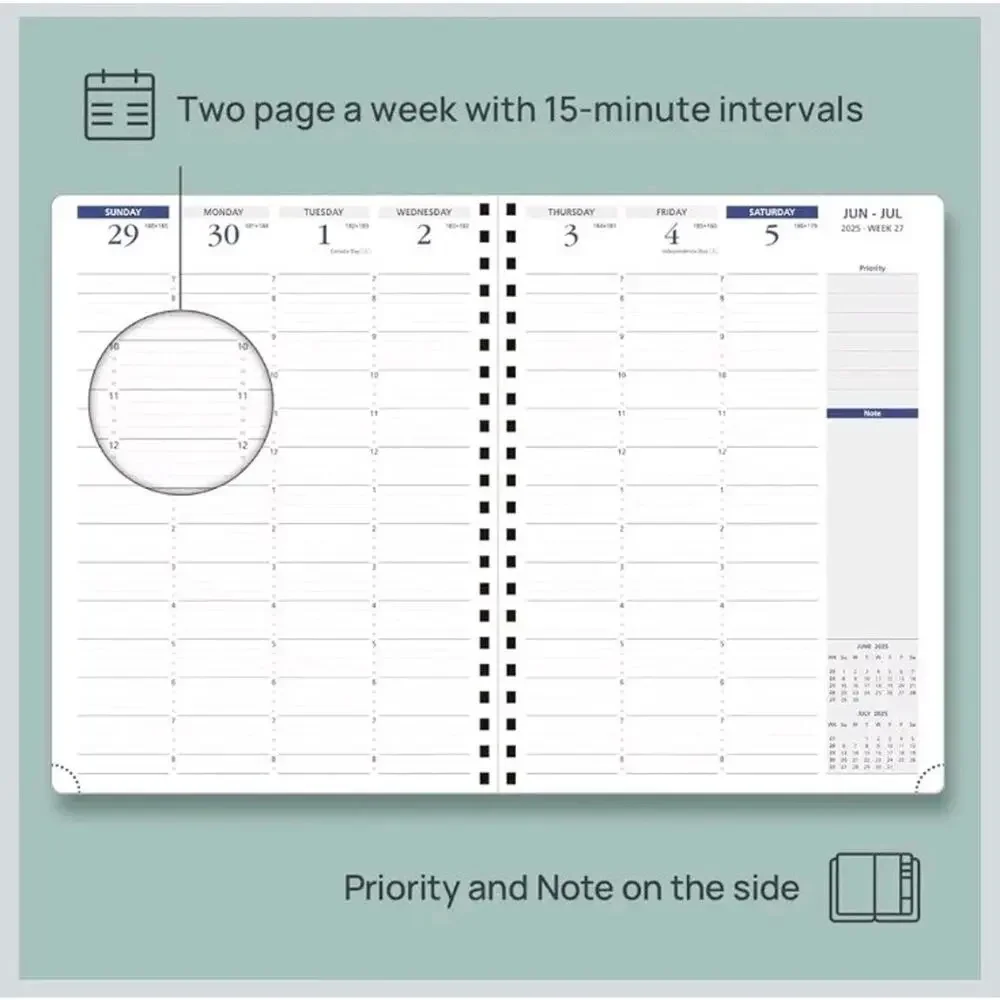 POPRUN 2025-2026 Academic Planner Spiral Bound, 8.5'' x 11.25'' Appointment Book